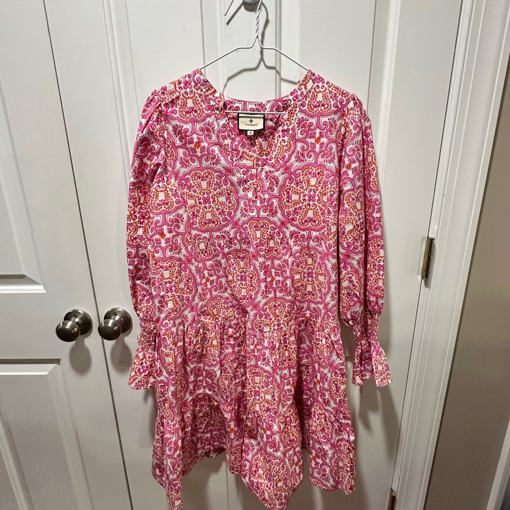 Tuckernuck Kenzo, pink and orange block mini dress. Size medium.